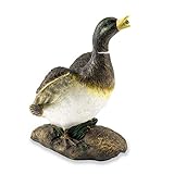 Wasserspeier Figur Ente Lucky Duck aus Kunststein - (L x B x H): ca. 235 x 190 x 315 mm - Schlauchanschluss 8/12 mm - Schlauchlänge ca. 1,0 m - Wassergarten Deko Teichfigur, esotec 100739