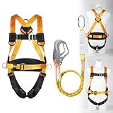 Magicbox Fallschutz Auffanggurt mit Verdickte Lendenwirbelstütze,190cm 150kg für Outdoor Baumklettern Bergsteigen Rettungsdienst Fallschutz Auffanggurt Absturzsicherung Sicherheitsgurt Set