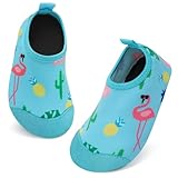 TMEOG Badeschuhe Kinder Wasserschuhe Kleinkind Schwimmschuhe rutschfeste Aquaschuhe Schnell Trocknend Strandschuhe Surfschuhe Barfussschuhe für Jungen Mädchen(22/23 EU, Flamingo)