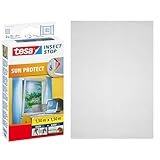 tesa Insect Stop Sun Protect Fliegengitter Fenster - Insektenschutz mit Blend- & Sonnenschutz - Fliegen Netz ohne Bohren - Anthrazit, 130 cm x 150 cm