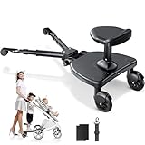 BugyKido Buggy Board mit Vergrößertem Sitz, Trittbrett für Kinderwagen Universal, Buggy Board für alle Kinderwagen, Kiddy Board für Kinder von 2 bis 6 Jahren, Belastbarkeit 25kg
