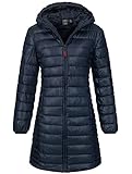 Geographical Norway Damen Winter Jacke Steppjacke Parka Lange gesteppt Wasserabweisend Mantel Steppmantel, Farbe:Navy, Größe:L 40