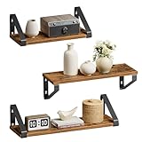 VASAGLE Wandregal, Schweberegal, 3er Set, Regalbrett, 2 Montagemöglichkeiten, 30/35/40 cm, für Wohnzimmer, Küche, Arbeitszimmer, Badezimmer, vintagebraun-mattschwarz LWS33BX