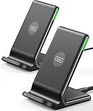INIU Wireless Charger Stand [2 Pack], 15W Qi Zertifiziert Inductive Fast Charging Stand Wireless Charging Station, Mobile Phone Charger for iPhone 17 16 15 14 13 12 11 Pro Max Samsung Galaxy S23 S22