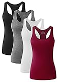 vislivin Workout Tanktops für Damen Racerback Yoga Tanks Basic Sportliche Activewear-4er Pack Schwarz/Grau/Weiß/Weinrot M