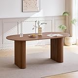 GrandCA HOME Ovaler Esstisch aus Holz, 180 cm Moderner Küchen-Esstisch, Großer MDF-Schreibtisch für 6–8 Personen (Dunkelbraun)