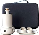 Sake-Set Und Tassen Mit Wärmer, Geschenkbox Zur Aufbewahrung Von Sake, Traditionelles Japanisches Keramik-Heiß-Saki-Getränk Aus Porzellan, 8 Stück, Inklusive 1 Herd, 1 Warmhalteschüssel, 1 Sake-Flas