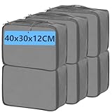 Travel Packing Cubes - Große Packwürfel, 6 Stück, 40 x 30 x 12 cm, Grau, Netz, Reisetaschen-Organizer, Reißverschluss, Platzsparend, Organisiert