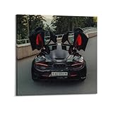 Rennwagen-Poster 765LT schwarzes Sportauto, dekoratives Gemälde, Leinwand-Kunstbild, 70 x 70 cm