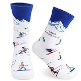 GEBETTER Geschenke für Skifahrer Socken, 39-46 Baumwolle bunt Weihnachtssocken „Ich Wäre Lieber Auf Der Piste“ Geburtstagsgeschenk Baumwollsocken Geburtstag Weihnachten Lustige Skisocken