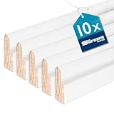 Sörnsen Wood Sockelleiste Kiefer – 8x28x2400 mm, 10 Stück hochwertige Fußleisten mit Karnies-Profil – weiß RAL 9016 lackiert und damit extra langlebig