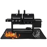 Grillunterlage 100x150 cm Schwarz – Feuerfeste Unterlage Grill aus Glasfaser & Silikon, Wasserdicht & Ölabweisend, Grillmatte für BBQ Grills, Boden, Kamin, Rasen und Camping