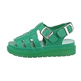 Ital Design Damenschuhe Sandalen & Sandaletten Plateausandaletten, DM676-, Kunstleder, Grün, Gr. 38
