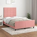 YUHI-HQYD Bettgestell mit Kopfteil,Matratzenfundament,Bed Frame,Plattform-Bettgestell,Lattenrost,für Ersatz-Schlafzimmer und Büro,Schlafzimmer, Arbeitszimmer,Kinderbett, Rosa 120x200 cm Samt