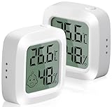 Vinabo 2 kleine Thermometer, Hygrometer für Innenräume, hohe Präzision, mit Komfortanzeige – für Büro, Babyzimmer, Garderobe