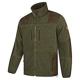 HUBERTUS Herren Fleece Jagdjacke mit Besätzen an Schultern und Ellenbogen Oliv Braun, Modell Zabelstein (4XL)