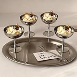 Tissting Edelstahl-Eisbecher, Dessertschalen, klare Eisschalen, Trifle-Schüssel, Servierschalen für Desserts, Eisbecher, Salat, Cocktail, Gewürze (4 x hohe Füße)