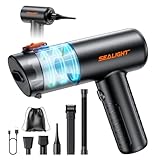 SEALIGHT Handstaubsauger, 32000 Pa Akku Staubsauger Kabellos Motor sin Escobillas de 400000 RPM, One-Touch Staubentleerung, 4 in 1 Mini Staubsauger mit Aufbewahrungsbeutel