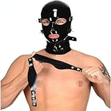 Schwarze Latex Maske Vollkopfmaske Maske Bondage Maske Augenmaske SM Maske Erotischer Sklave Fetisch Gefesselt Geeignet Für Männer Extrem Masturbation Sexspielzeug,(M)