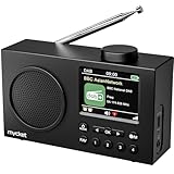 Mycket Tragbares DAB Radio, DAB Plus Digitalradio, UKW Radio, kleines Küchenradio mit Netzbetrieb und Batterie, Dual-Wecker, Sleep-Timer, 40 voreingestellte Sender, 2.4' großes Farbdisplay