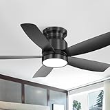 Sofucor Deckenventilator mit Beleuchtung, Leise Deckenventilator mit Licht, Fernbedienung, 5 Flügel, DC, Timer, 3 Farbtemperatur, 6 Geschwindigkeiten, Sommer Winterbetrieb