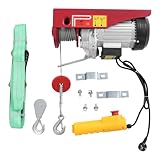 TFGXUE 1200W Elektrische Seilwinde, Elektrischer Hebezug 300 kg bis 600 kg, 12m Stahldraht, Isolationsklasse B, IP40, Seilhebezug Kettenzug