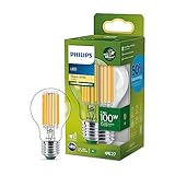 Philips LED Classic ultraeffiziente E27 Lampe (100 W), LED Lampe mit warmweißem Licht, energiesparende Lampe mit langer Nutzlebensdauer, Energieeffizienzklasse A