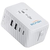 Bigfish Reiseadapter Weltweit, Universal Reisestecker mit 2...
