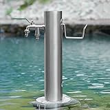 Outdoor-Säulenbrunnen, Edelstahl-Wasserspiel mit Wasserhahn, unabhängiger Garten-Wasserfall, Silber-Finish (1,13 x 86 cm) für Haus und Garten