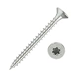 100 Stück Edelstahl-Schrauben 5x50 mm Vollgewinde Torx - Spanplattenschrauben mit Senkkopf - Holzschrauben/Holzbauschrauben - Werkstoff A2 VA V2A - Edelstahlschrauben/Universalschrauben TX25