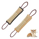 QINGYIWL 2 STK Beisswurst für Hunde Jute Beisswurst Training mit 2 Griff, Hundebiss Schlepper Spielzeug Robustes Hundespielzeug zum Hunde Training Tauziehen und Zerrspiele mit Hund, 30cm länge(B)