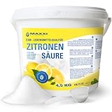 4,5 kg Zitronensäure Citric Acid E330 Lebensmittelqualität im wiederverschliessbaren Eimer - ökologischer Entkalker und Säuerungsmittel
