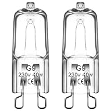 HLJS G9 Halogen Backofenlampe 40W 230V 500 Grad, Oven Lampe, Halogen Leuchtmittel für Backofen- und Mikrowellenanwendungen, Warmweiß 2er Pack HitzebestäNdige Bis 500 °C