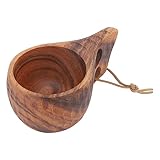 220 Ml Campingbecher aus Holz, Traditionelle Kaffeetasse Im Nordischen Design, Kuksa-Tasse mit Umhängeband, Fein Polierte Kaffeetasse mit Griff, Wärmeisolierende Kaffeetasse