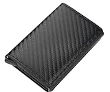 Generico Geldbörse für Herren, RFID-Blocking, Geldbörse aus Kohlefaser mit 12 Kreditkartenfächern für Herren, Windows-ID, Geldklammer, Schwarz , 9,7 x 6.5 1.5 cm, Minimalistisch