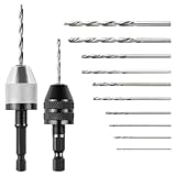 2 Stück Schnellspannbohrfutter, 1/4 Zoll Sechskantschaft Bohrer Adapter, 0.3-6.5 mm und 0.3-3.6 mm 3 Backen Bohrfutter, Schlüsselloses Bohrfutter mit 10 x 0.8-3.0mm Bohrerset für umrüstwerkzeug