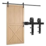 Trintion Schiebetür Komplettset 200cm (6.56 ft) Schiebetür Schiene Schiebetürbeschlag Set Schiebetürsystem Hängeschiene Holz Schienensplei Sliding Door Laufschienen für Schiebetüren