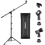 CAHAYA 2 in 1 Dual-Use Mikrofonständer boden Mikrofonstativ mit galgen, mit tragbare Tasche und zwei Mikrofonclips, geeignet für Bühnentreffen, Live-Sprache usw CY0239, Medium