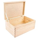 Creative Deco Holzkiste mit Deckel | 30 x 20 x 14 cm (+/-1cm) | Erinnerungsbox Baby Groß Holzbox mit Deckel Unlackiert Kasten | Für Dokumente, Spielzeug, Werkzeuge | ROH
