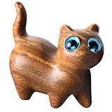 TEHAUX Holz Katzenfigur Miniatur Tischdekoration aus Massivem Holz Langlebige Handgefertigte Holzkatze als Geschenk für Katzenliebhaber und Wohnraumgestaltung