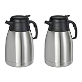2er Set Thermoskanne Edelstahl 1,5 Liter Isolierkanne Teekanne Thermo Kaffee Tee Kanne Kaffeekanne Einhandautomatik