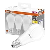 Osram LED Base Classic A Lampe, in Kolbenform mit E27-Sockel, nicht dimmbar, Ersetzt 100 Watt, Matt, Warmweiß - 2700 Kelvin, 3 Stück (1er Pack)