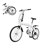 DOPBENT 20 Zoll Faltrad, 6 Gang Schaltung Klappfahrrad für 1.4-1.9m Damen,Herren und Kinder,Verstellbares Erwachsene Folding City Bike für Sport Outdoor Radfahren Pendeln Camping,Weiß