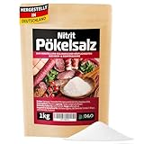 Pökelsalz 1kg, Nitritpökelsalz zum Trocken- und Nasspökeln, Natriumnitrit Anteil 0,4-0,5%, Pökelsalz für Schinken, Fleisch, Wurst, Kassler usw., feines NPS Salz, Pökelsalz kaufen (1000g)