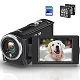 Videokamera 2.7K Camcorder 56MP 16X Digitalzoom Vlogging Camera mit LED-Fülllicht für YouTube, 2.8' LCD Bildschirm Camcorder mit 32 GB SD-Karte, 2 Batterien
