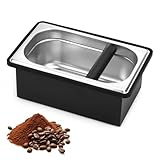 Espresso-Klopfbox, Edelstahl-Kaffeeklopfbox, große Kapazität, Kaffeepuck-Behälter, Espressomaschine, Werkzeug für Kaffeesatz (Large)