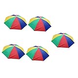 Kisangel 5 Stück – Montierte Regenschirmkappe Outdoor-Hüte Sommerkappe Sonnenhut Regenschirmhut Lustiger Hut Regenbogen-Regenschirmhut Regenschirmkappen Freihändiger Angelschirm