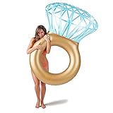 GOODS+GADGETS Aufblasbarer Diamantring Schwimmreifen - Schwimmring als romantische Diamant Badeinsel