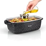 EliteHoff Bräter Induktion mit Deckel 6,5 L – Aluguss Bratentopf, Ofenfester Bräter, Universalbräter zum Schmoren, Braten & Grillen – Für Induktion, Gas, Elektro & Backofen geeignet – Schwarz (E-7051)