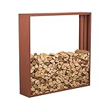 prima terra Kaminholzregal Kaminholzunterstand Brennholzregal Kaminholz Aufbewahrung Bausatz Edelrost Maße 158x158cm Tiefe 35cm